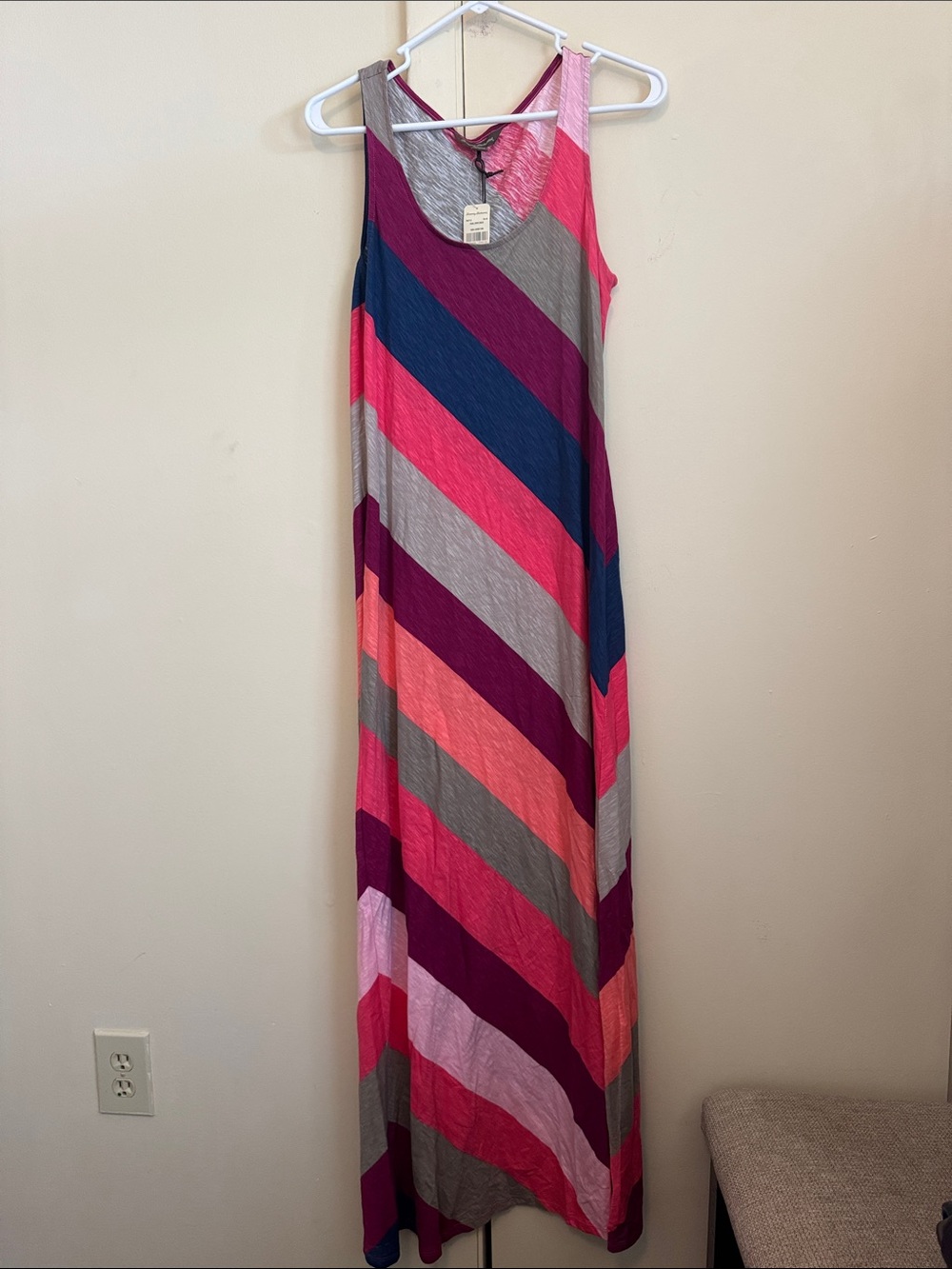Tommy Bahama Diagonal Stripe Maxi Dress in Pink, Navy and Gray